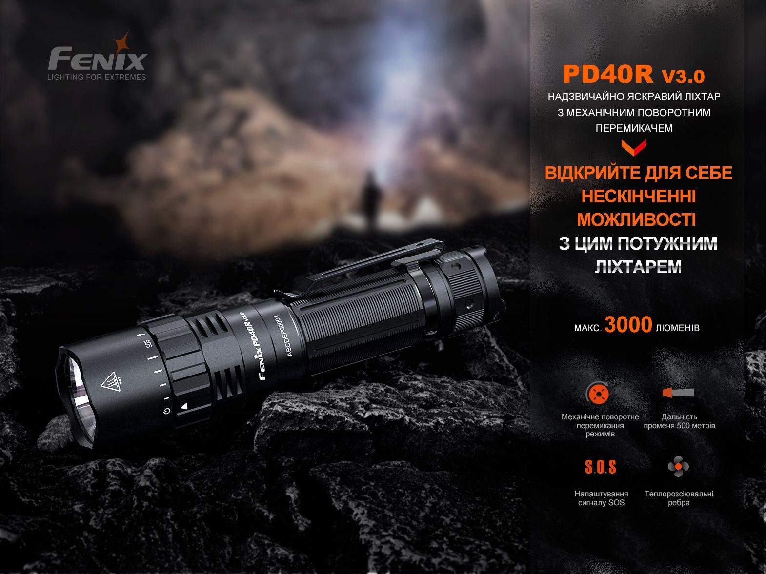 Ручной фонарь Fenix PD40R V3.0 3000Lm Black (12586189) - фото 5