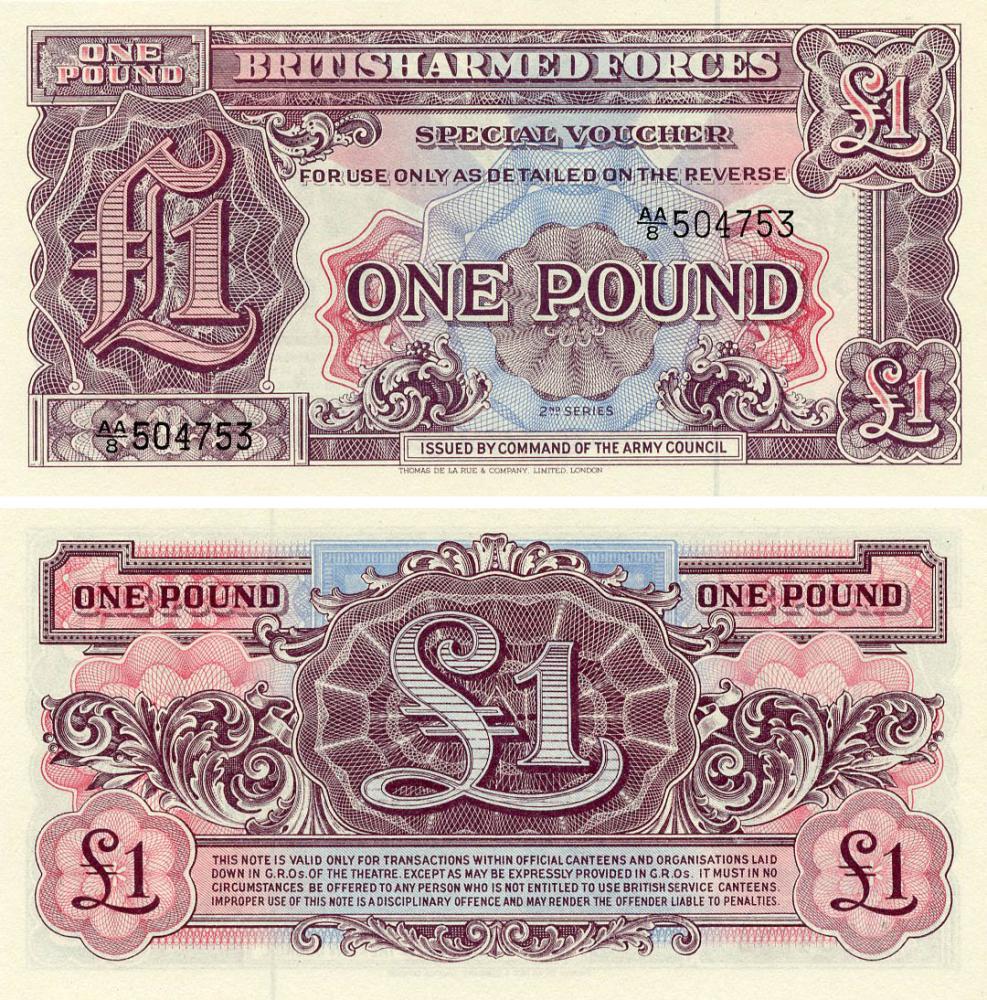 Коллекционная банкнота Великобритания Британская армия 1 фунт 1948 UNC 2 серия (M22)