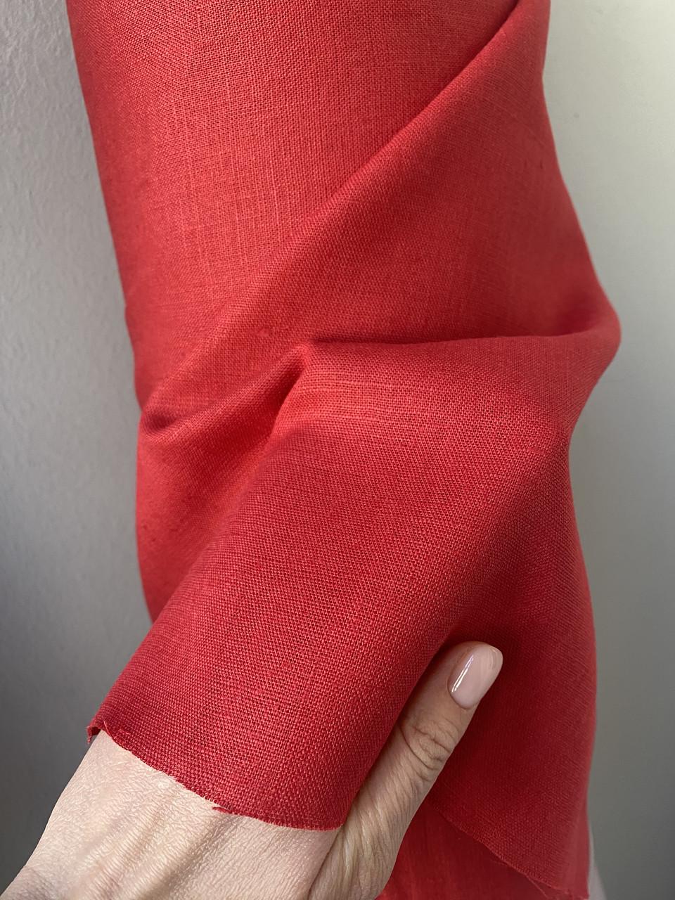 Ткань костюмная LINEN PLUS льняная 143 см 1427 Красный - фото 3 Ткань костюмная LINEN PLUS льняная 143 см 1427 Красный - фото 3