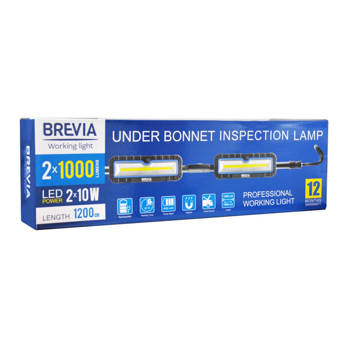 Автомобільна лампа професійна інспекційна Brevia LED 2x10W COB 2x1000lm 2x4000mAh Power BanK type-C 120-190 см (3470) - фото 6