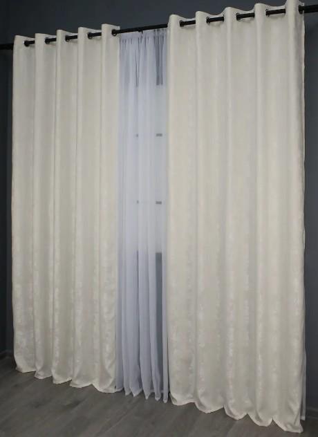 Комплект штор на люверсах SULTAN YL жаккард 1,5х2,5 м 2 шт. Молочний (1294ш) - фото 2 Комплект штор на люверсах SULTAN YL жаккард 1,5х2,5 м 2 шт. Молочний (1294ш) - фото 2