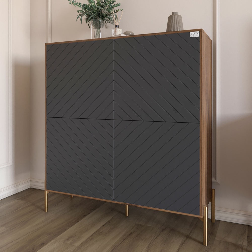 Комод-пенал Lion Амарант 114x40x126,5 см Дуб Ливорно/Графитовый (LION-042047)