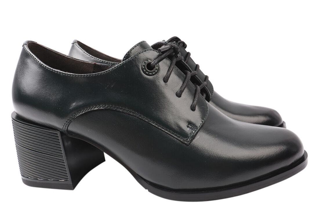 Туфли женские Molka из кожи на большом каблуке на шнуровке р. 38 Черный (143-21DT)