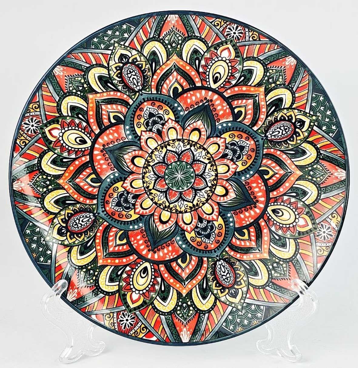 Тарелка керамическая Барвы с узорами 26,2x3 см Синий (OS-8030-453)