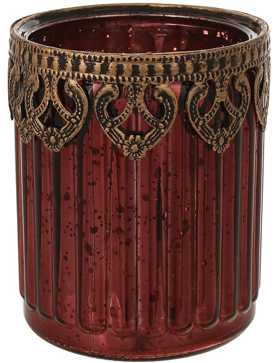 Свічник скляний Antique 8 см античний пурпур Свічник скляний Antique 8 см античний пурпур