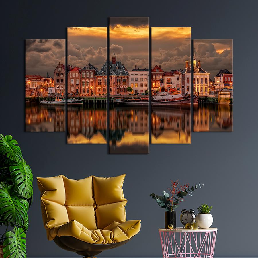 Картина абстракция Вечерние сумерки в Стокгольме 112x68 см (A858-5)