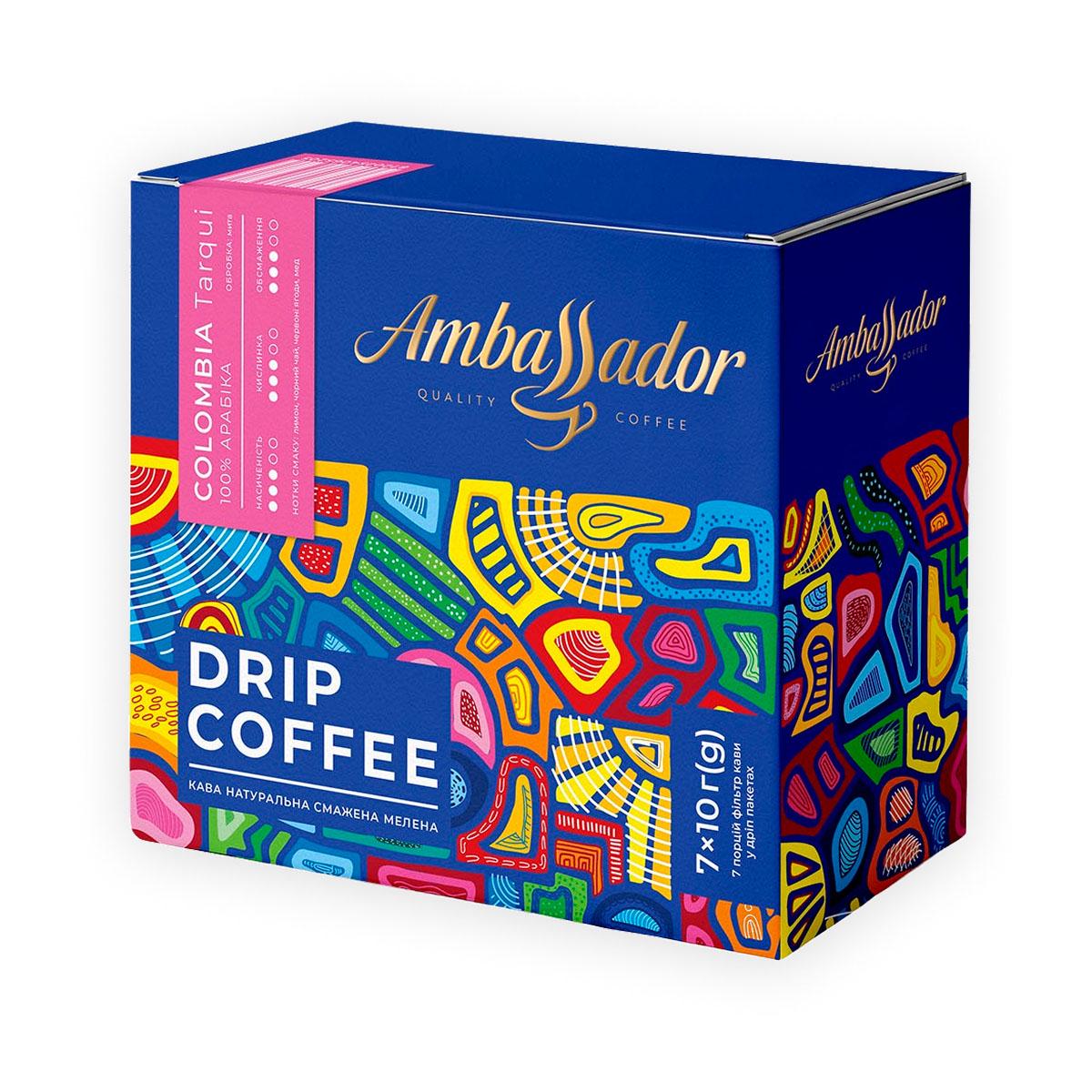 Кава в дріпах Ambassador Colombia Tarqui 7 шт. х 10 г (drip-coffee-colombia)