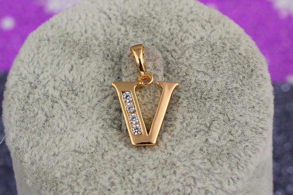 Кулон Xuping Jewelry литера V 1,5 см Золотистый (2416054232)