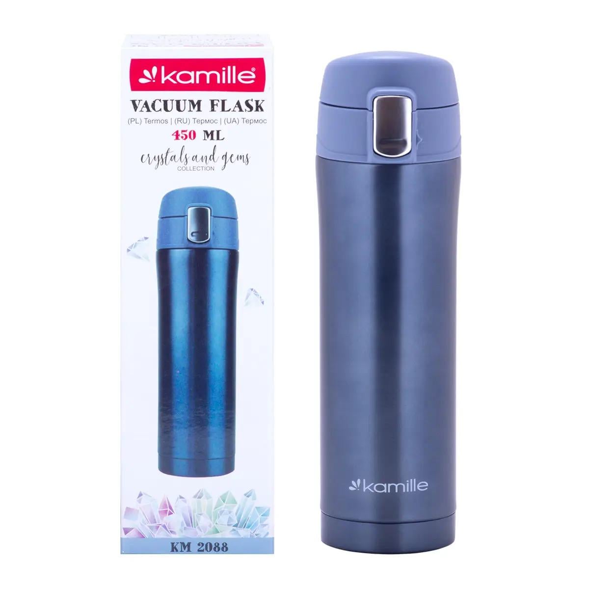 Термос Kamille из нержавеющей стали 450 мл Голубой (KM-2088)