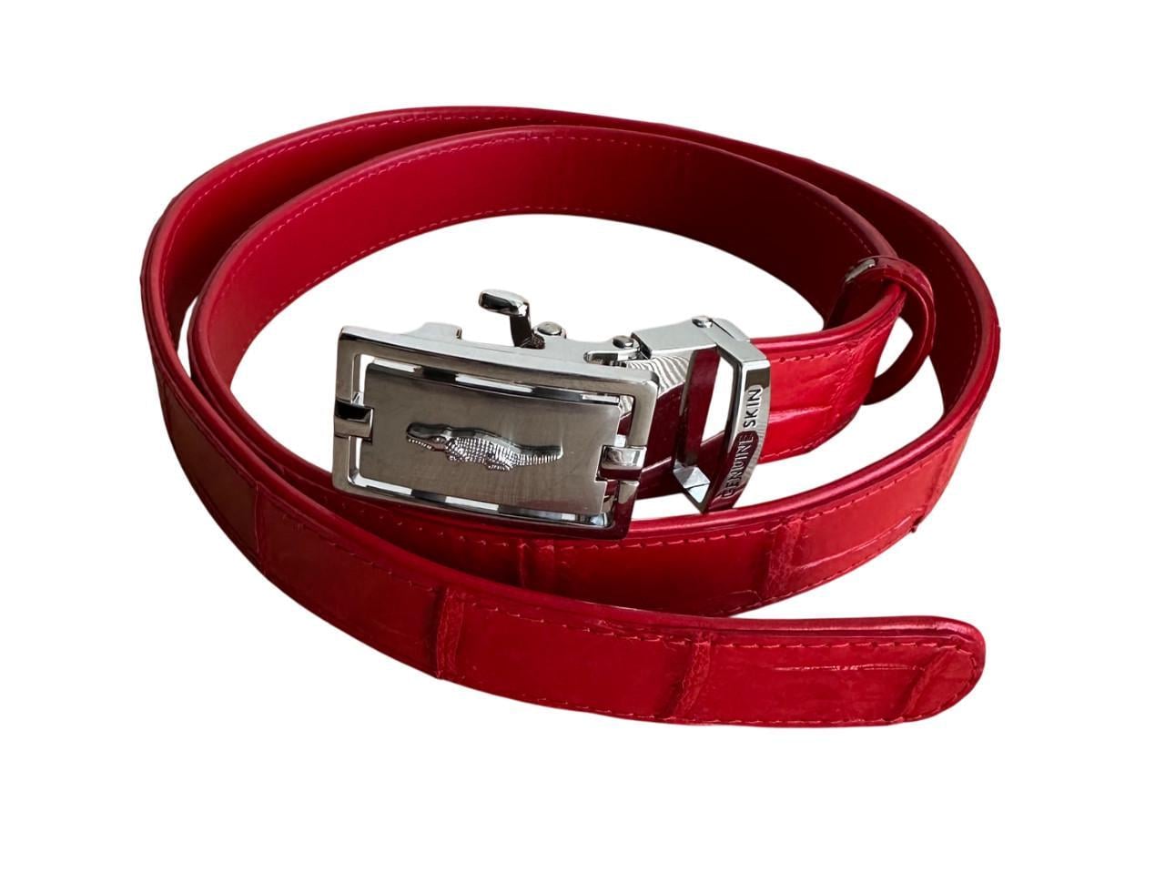 Ремень женский из натуральной кожи крокодила Ekzotic Leather Красный (crb23)
