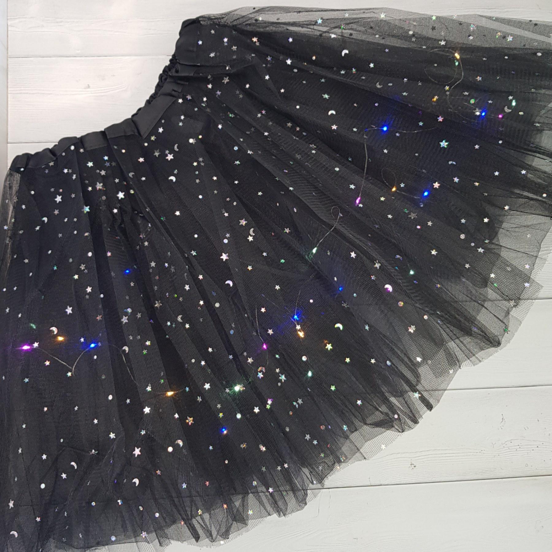 Юбка для девочки с LED-подсветкой 3 слоя фатина 40 см Черный (2662274481)