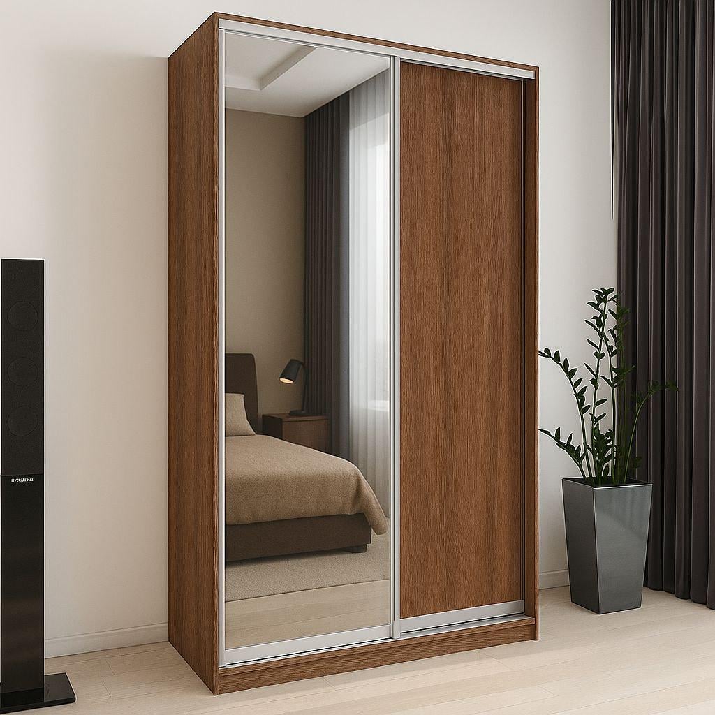 Шкаф купе Мириам с зеркалом ДСП 1300x2400x600 мм Орех Экко (20763) Шкаф купе Мириам с зеркалом ДСП 1300x2400x600 мм Орех Экко (20763)