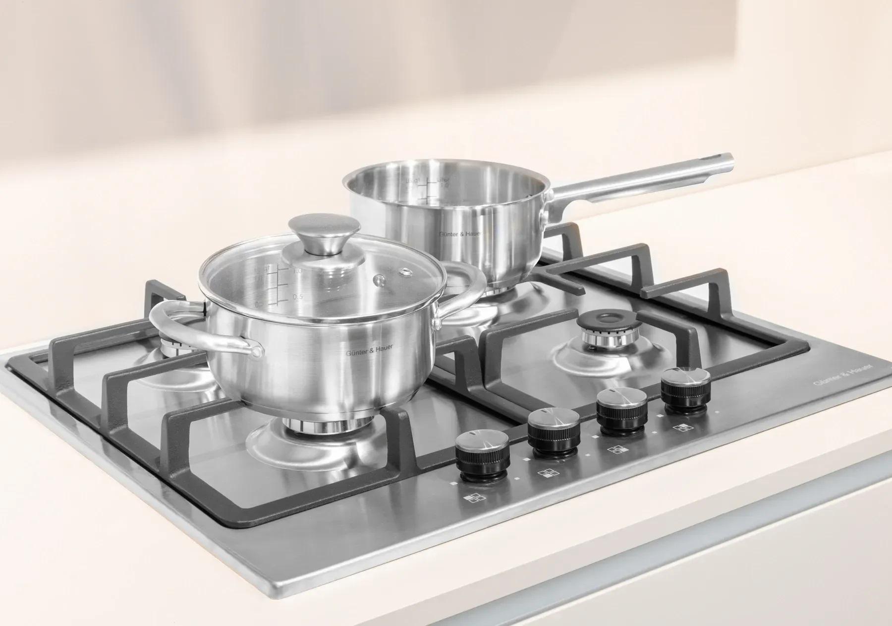 Варочная поверхность газовая Gunter&Hauer GH 606 ​​IX сталь электроподжиг газ-контроль 60 см - фото 5