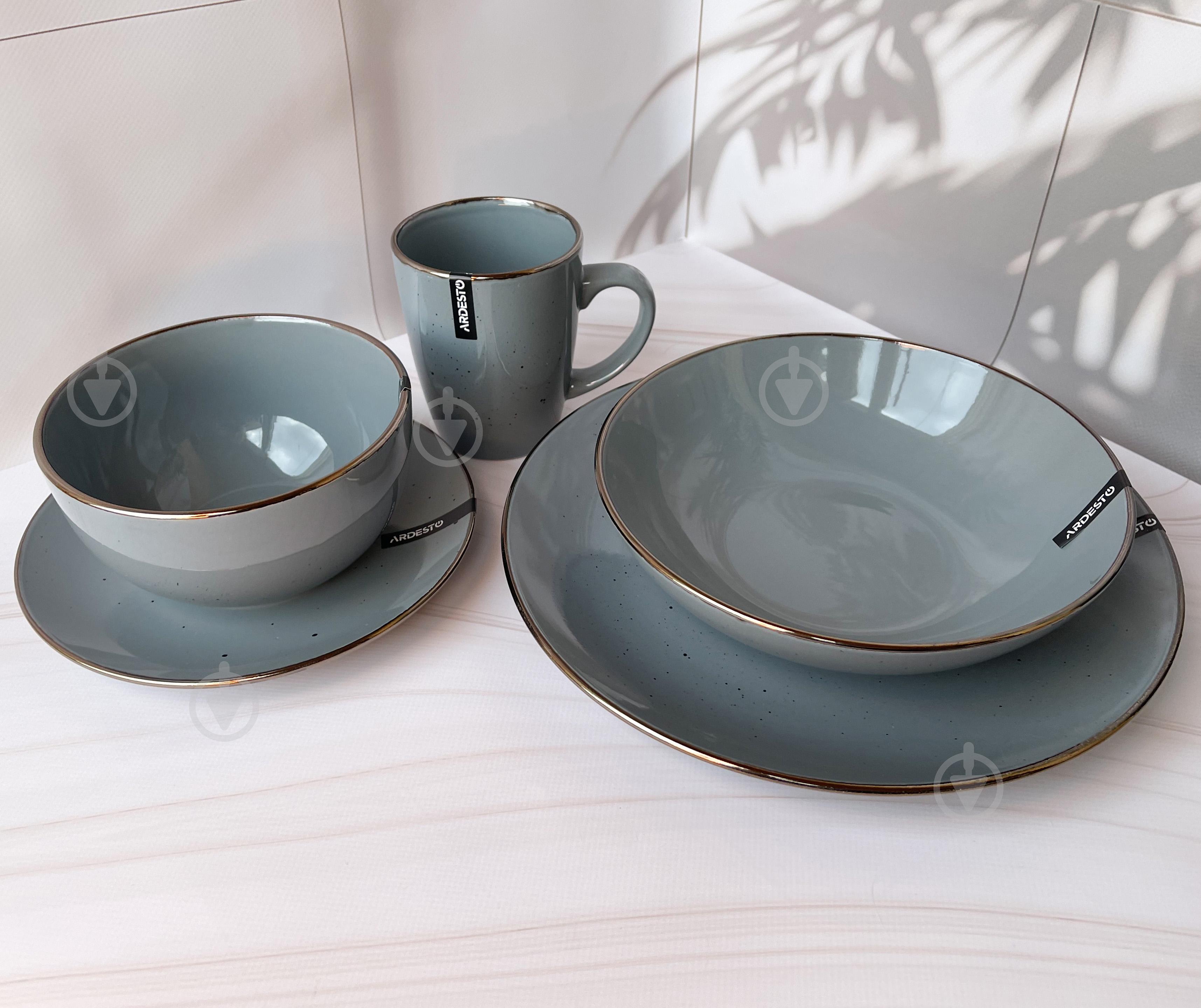 Сервіз столового посуду Ardesto Bagheria 48 предметов 12 персон кам'яна кераміка Сірий - фото 4