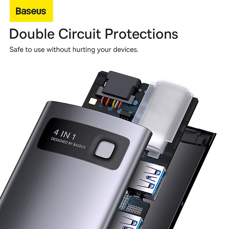 USB-хаб BASEUS Metal Gleam Series 4-in-1 Multifunctional Type-C HUB Docking Station Type-C to USB3.0х4 Gray (WKWG070013) - фото 12 USB-хаб BASEUS Metal Gleam Series 4-in-1 Multifunctional Type-C HUB Docking Station Type-C to USB3.0х4 Gray (WKWG070013) - фото 12