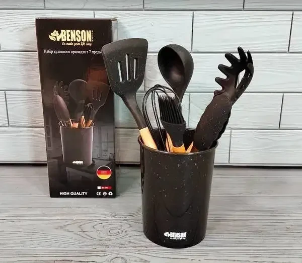 Набор кухонных принадлежностей Benson на подставке 7 пр. (BN-470)