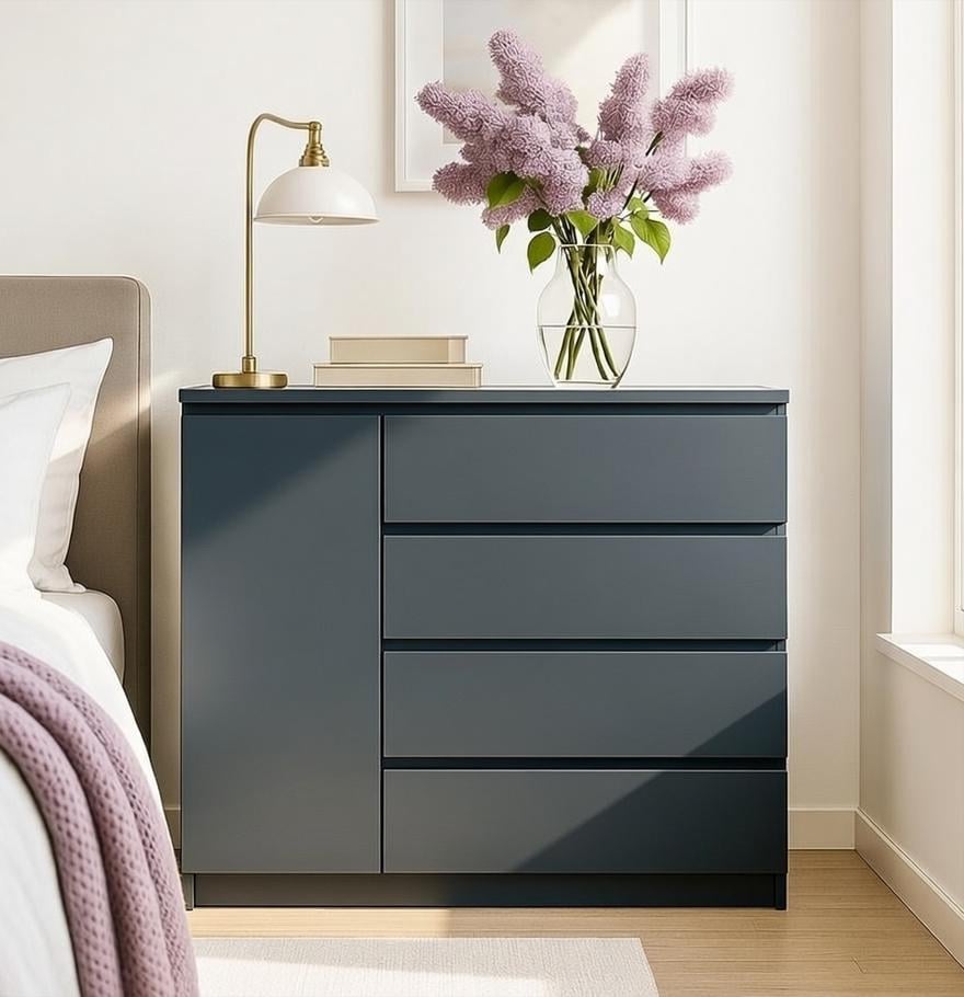 Комод Мастер Форм Брайт ДСП левосторонний телескопические направляющие 1000х376х950 мм Антрацит (20114)