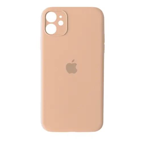 Силиконовый Чехол Накладка Закрытая Камера Silicone Case Full Camera Для iPhone 12 Pink-Sand