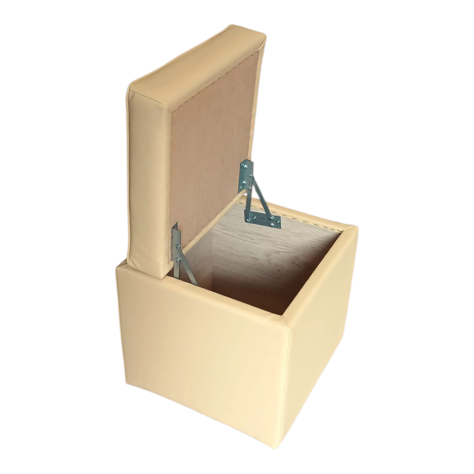 Пуф квадратний Люкс з нішею екошкіра Флай 40х40х43 см Пісочний - фото 2