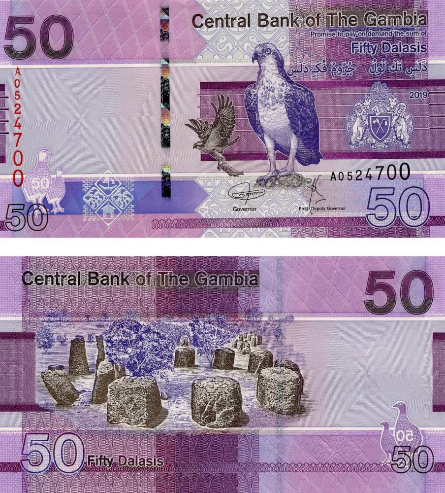 Коллекционная банкнота Гамбия 50 даласи 2019 UNC Птица P40 (Б12376) Коллекционная банкнота Гамбия 50 даласи 2019 UNC Птица P40 (Б12376)