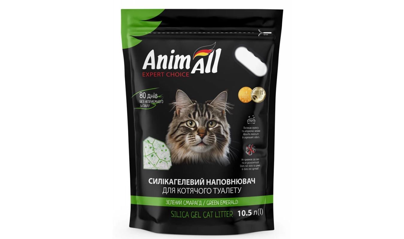 Наповнювач для лотків силікагелевий AnimAll Зелений смарагд 10,5 л/4,5 кг (39868)