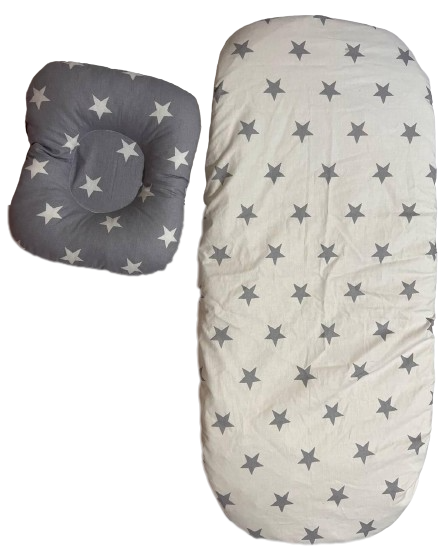 Простынь и ортопедическая подушка в детскую коляску (78456)