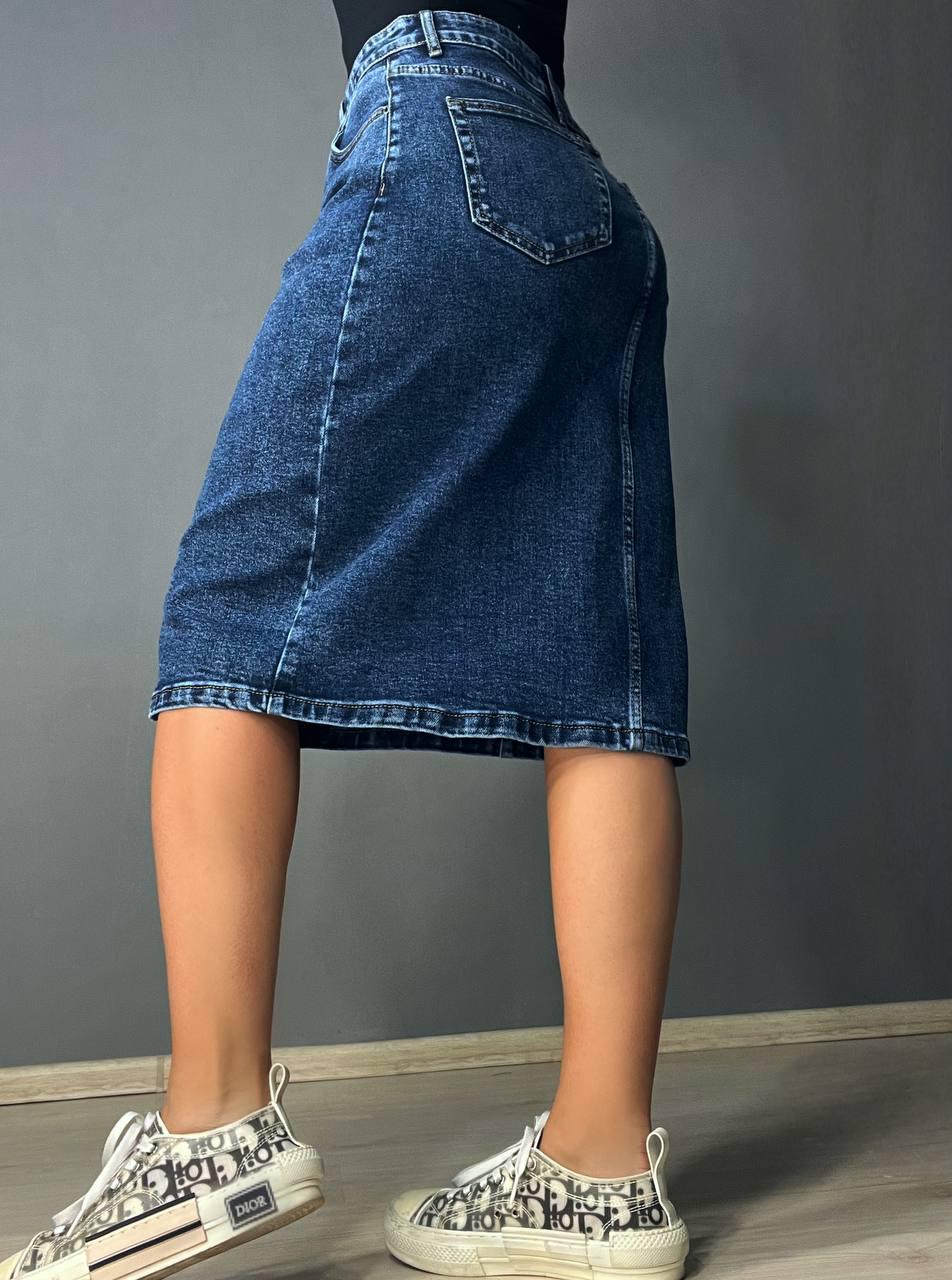 Спідниця жіноча джинсова Vanver 8238 на ґудзиках середньої довжини р. З8 104 см 125 см Синій - фото 2 Спідниця жіноча джинсова Vanver 8238 на ґудзиках середньої довжини р. З8 104 см 125 см Синій - фото 2