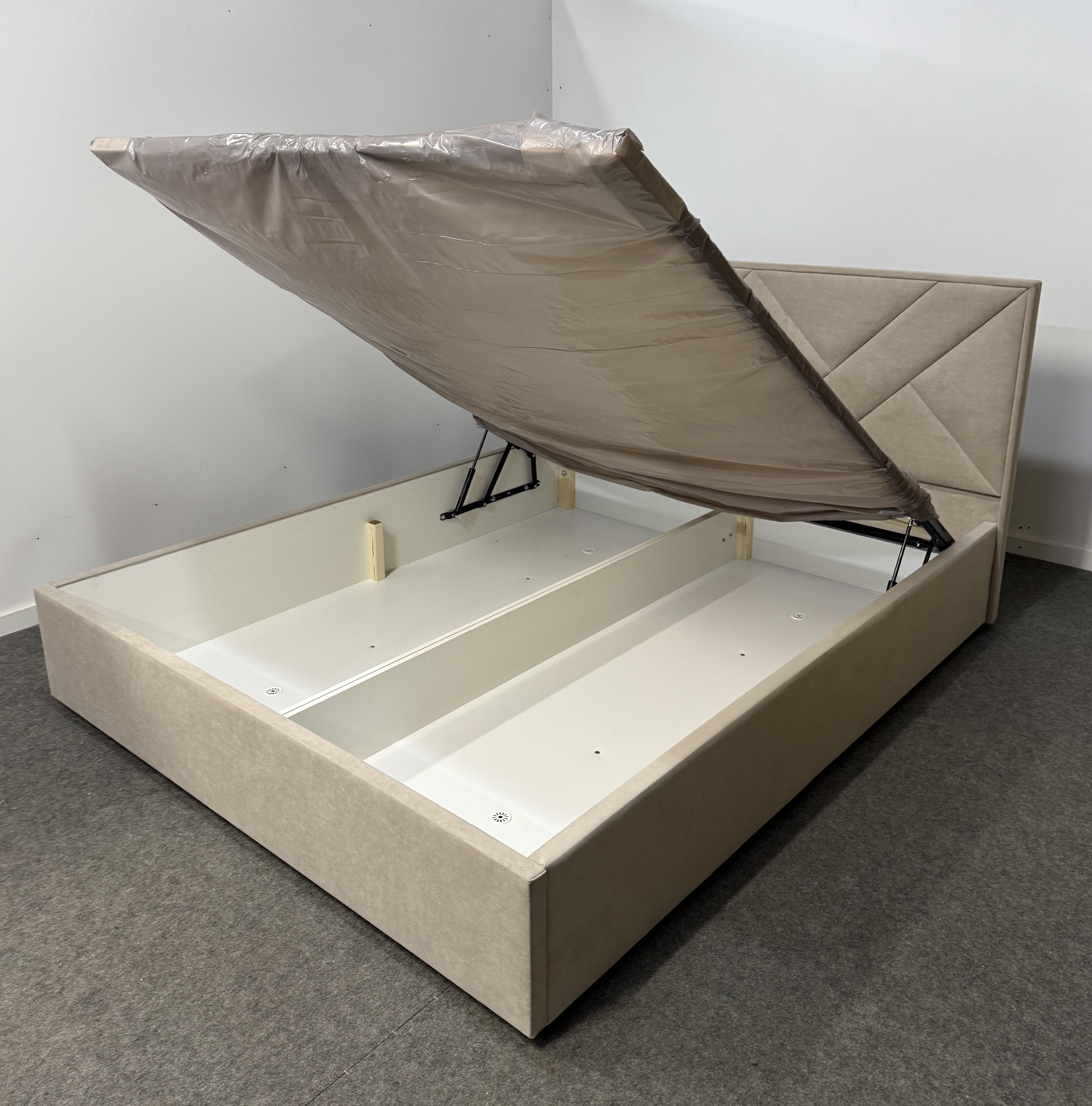 Кровать с подъемным механизмом ADS Mebli Гранд 120х200 см велюр Allure Бежевый (30765601) - фото 2 Кровать с подъемным механизмом ADS Mebli Гранд 120х200 см велюр Allure Бежевый (30765601) - фото 2