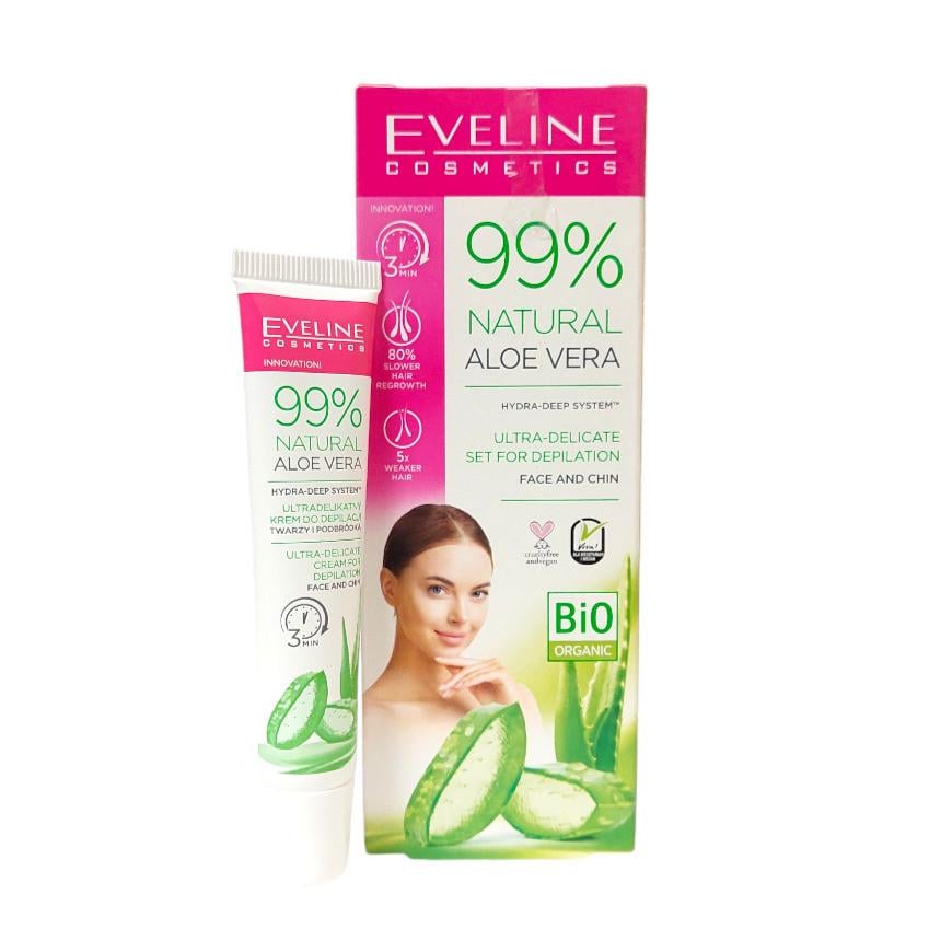 Крем для депіляції обличчя і підборіддя Eveline Aloe Vera 20 мл Крем для депіляції обличчя і підборіддя Eveline Aloe Vera 20 мл
