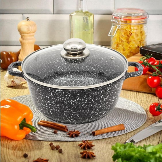 Кастрюля с гранитным покрытием Styleberg ST-3024 5,8 л Черный (ST-3024) - фото 2 Кастрюля с гранитным покрытием Styleberg ST-3024 5,8 л Черный (ST-3024) - фото 2