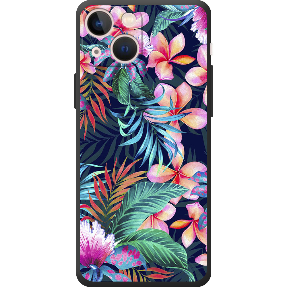 Чохол BoxFace iPhone 13 mini flowers in the tropics Чорний силікон (43839-up1971-44566)