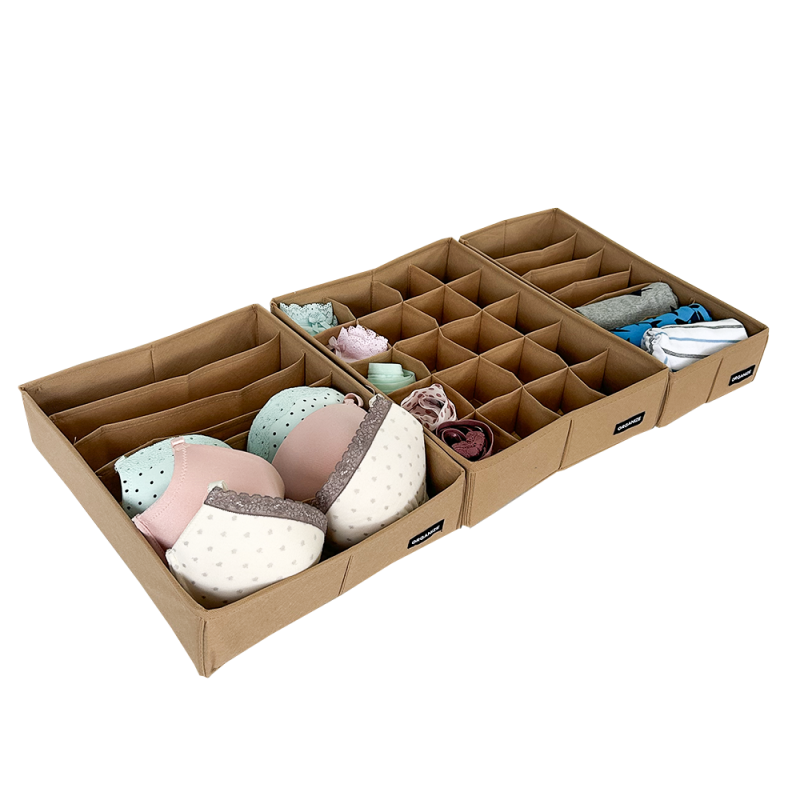 Набір органайзерів для білизни великий 3 шт. Бежевий (Beg003)