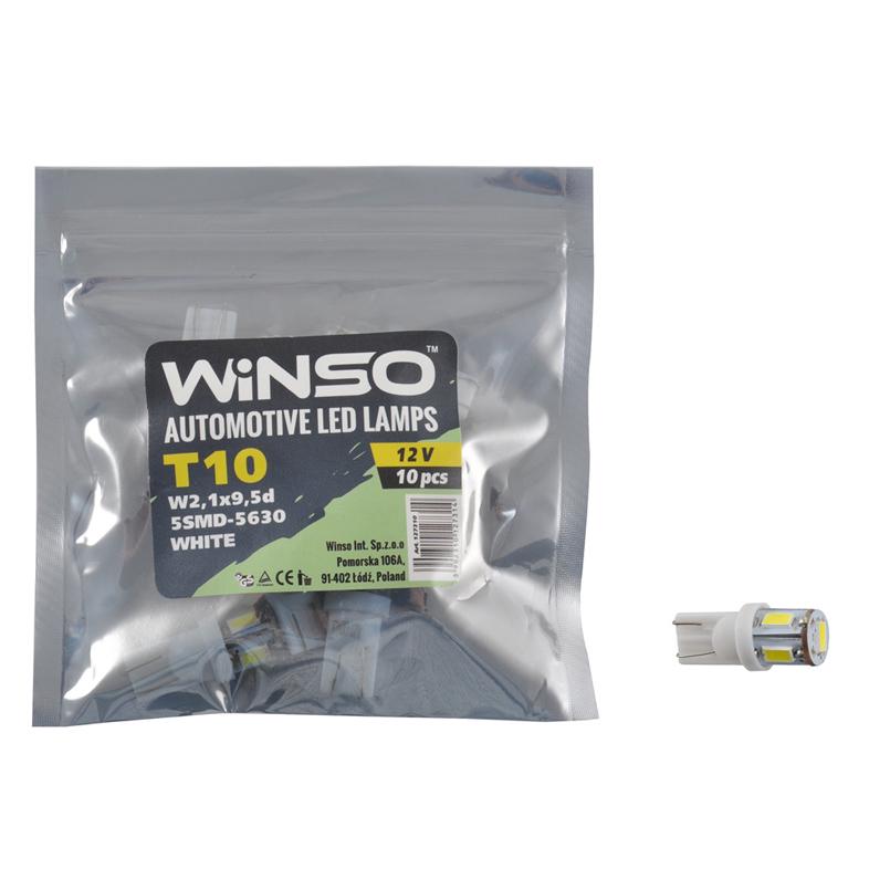 Автолампа LED WINSO 12V SMD T10 W2,1x9,5d 10 шт. (127310)