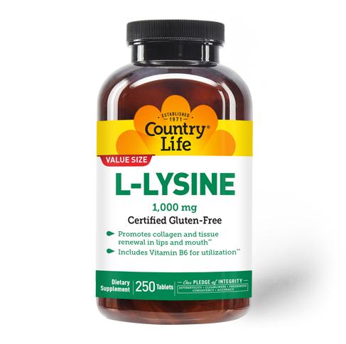 Амінокислота Country Life L-Lysine 1000 мг 250 таб. (9522)