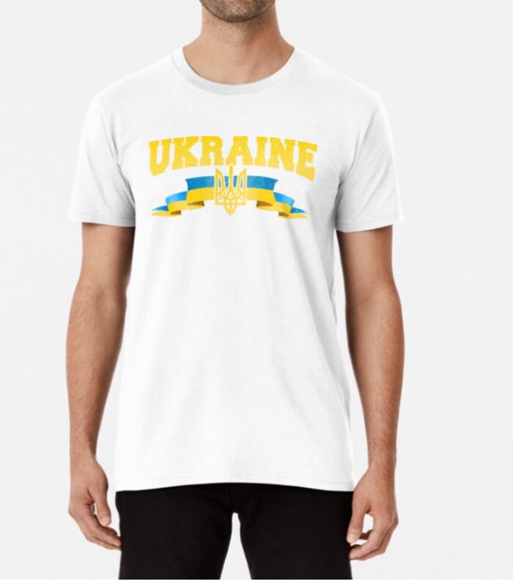 Футболка мужская патриотическая Stedman с принтом Ukraine лента герб S Белый (УКР180-1656601561)