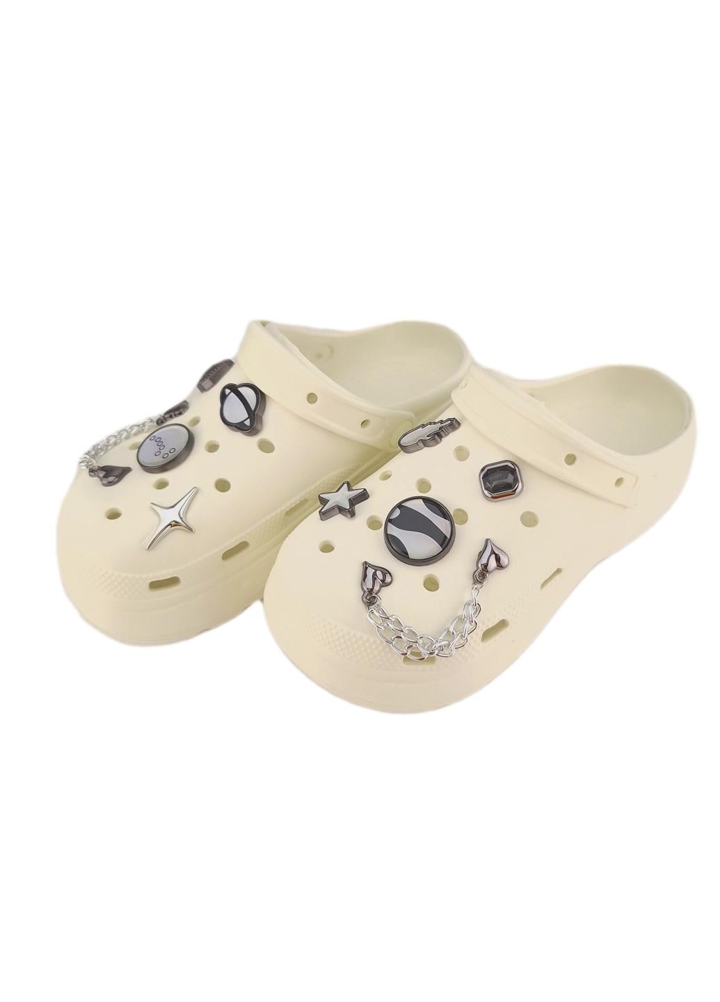 Кроксы женские с джибитсами р. 40/41 25 см Бежевый (MY3181/2)