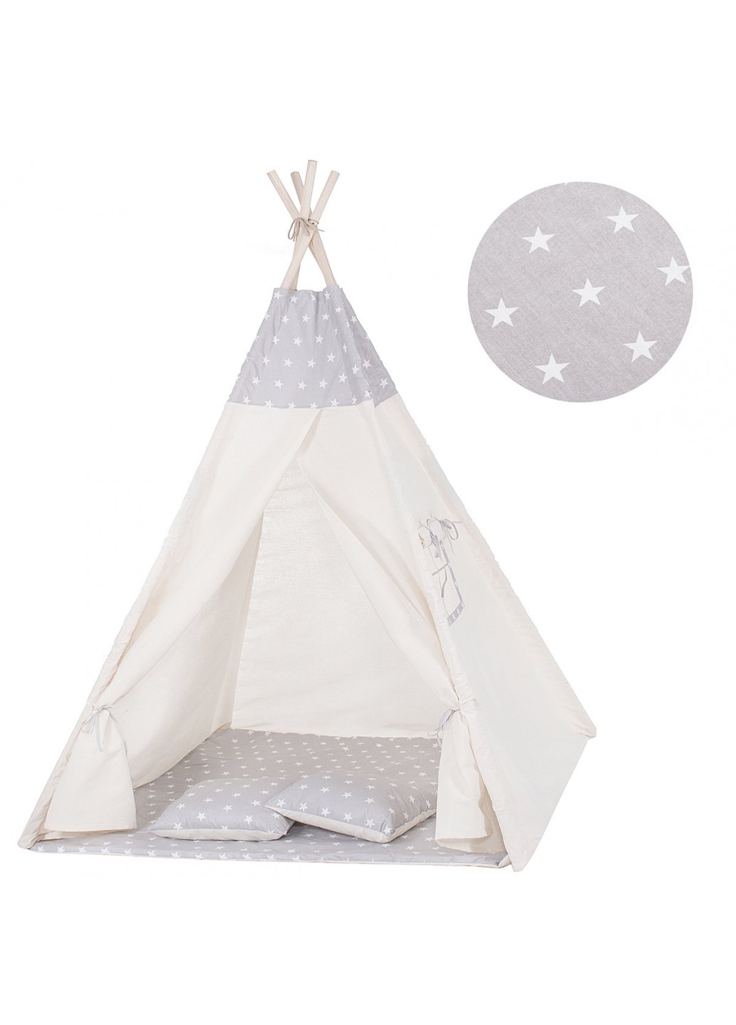 Детская палатка (вигвам) Springos Tipi XXL TIP07 Біло-Сірий