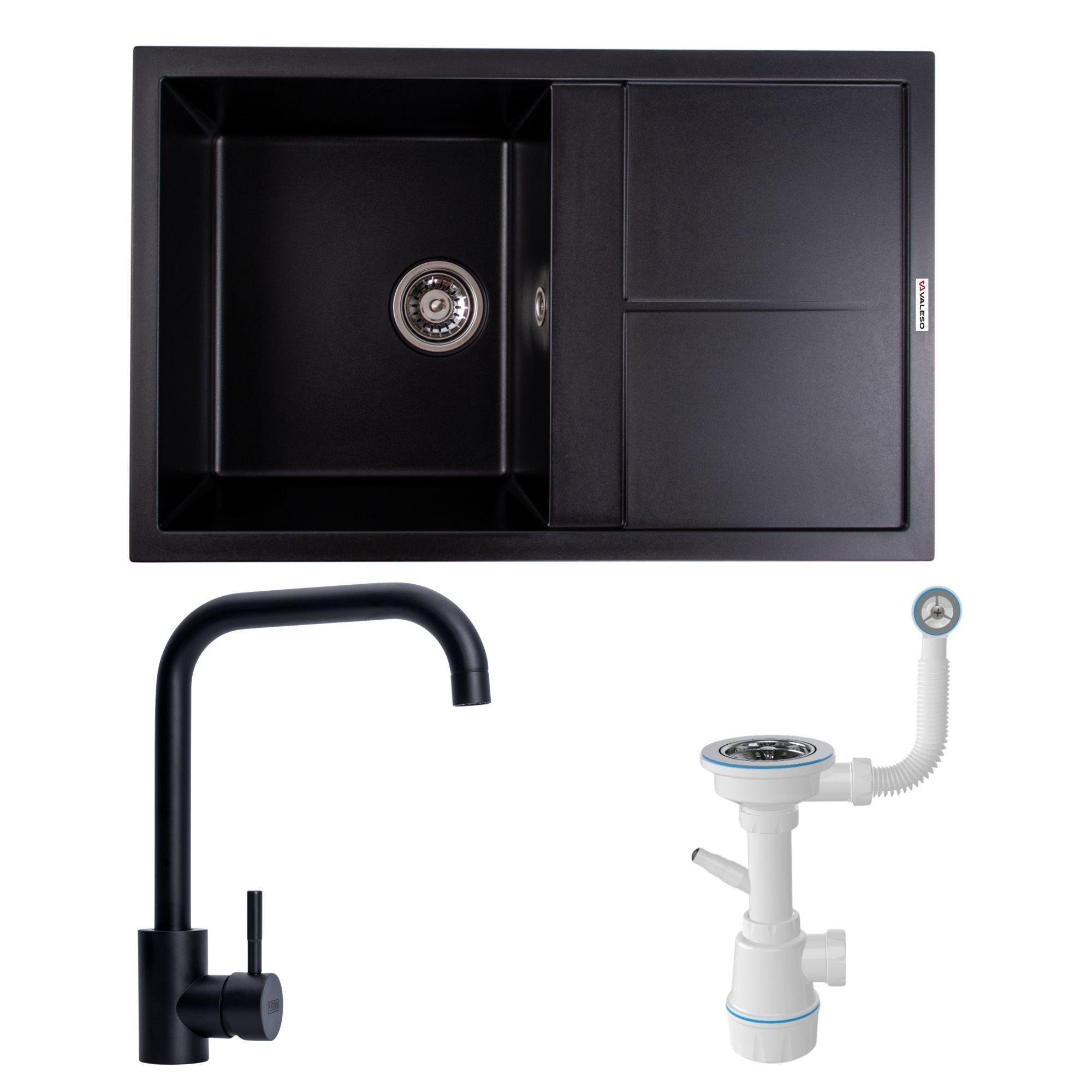 Мойка для кухни SELENA 7950 с сифоном 1041 и смесителем BG77 Черный (29662508) Мойка для кухни SELENA 7950 с сифоном 1041 и смесителем BG77 Черный (29662508)