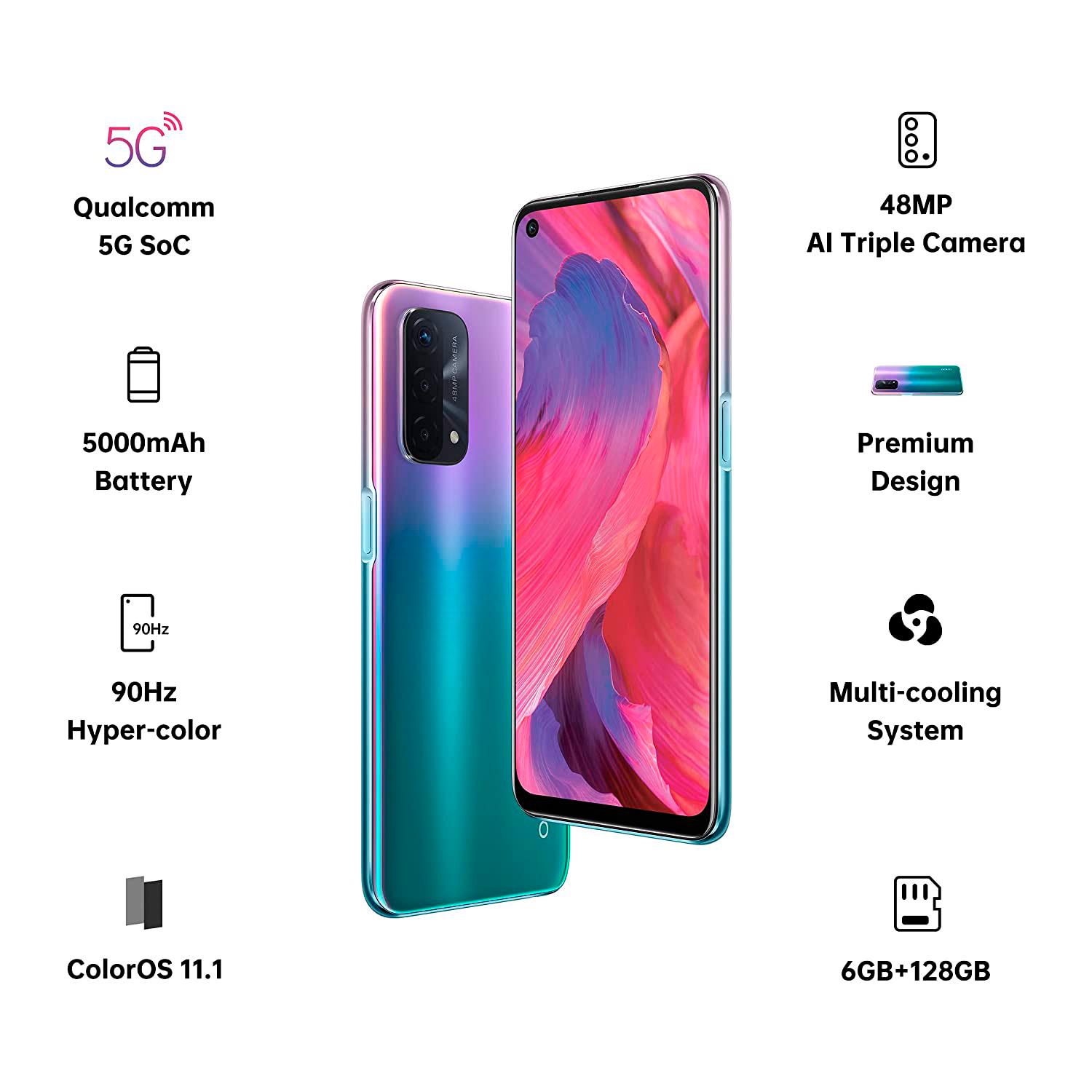 Смартфон OPPO A74 5G 6/128GB Fantastic Purple Global - фото 9