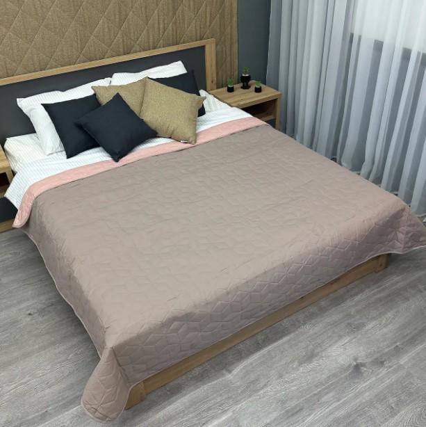 Покривало двостороннє мікрофібра Decorator Microfiber Куб 210х215 см Какао/Рожевий (85-120 2)