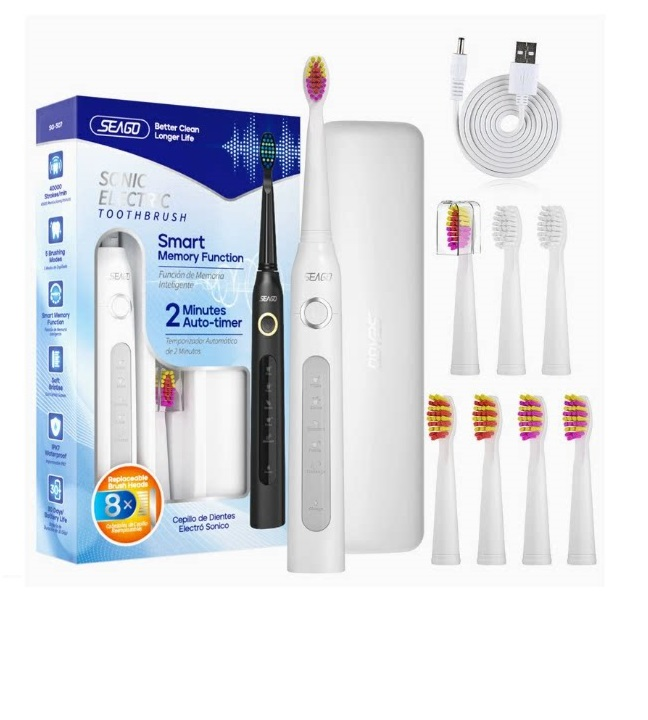 Звукова електрична зубна щітка Seago SG507 бокс/8 щіток/електрощітка White (11019)