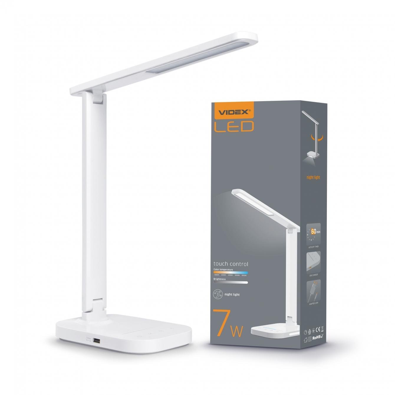 Настільна лампа Videx TF12W 7W 3000-6500K (17622)