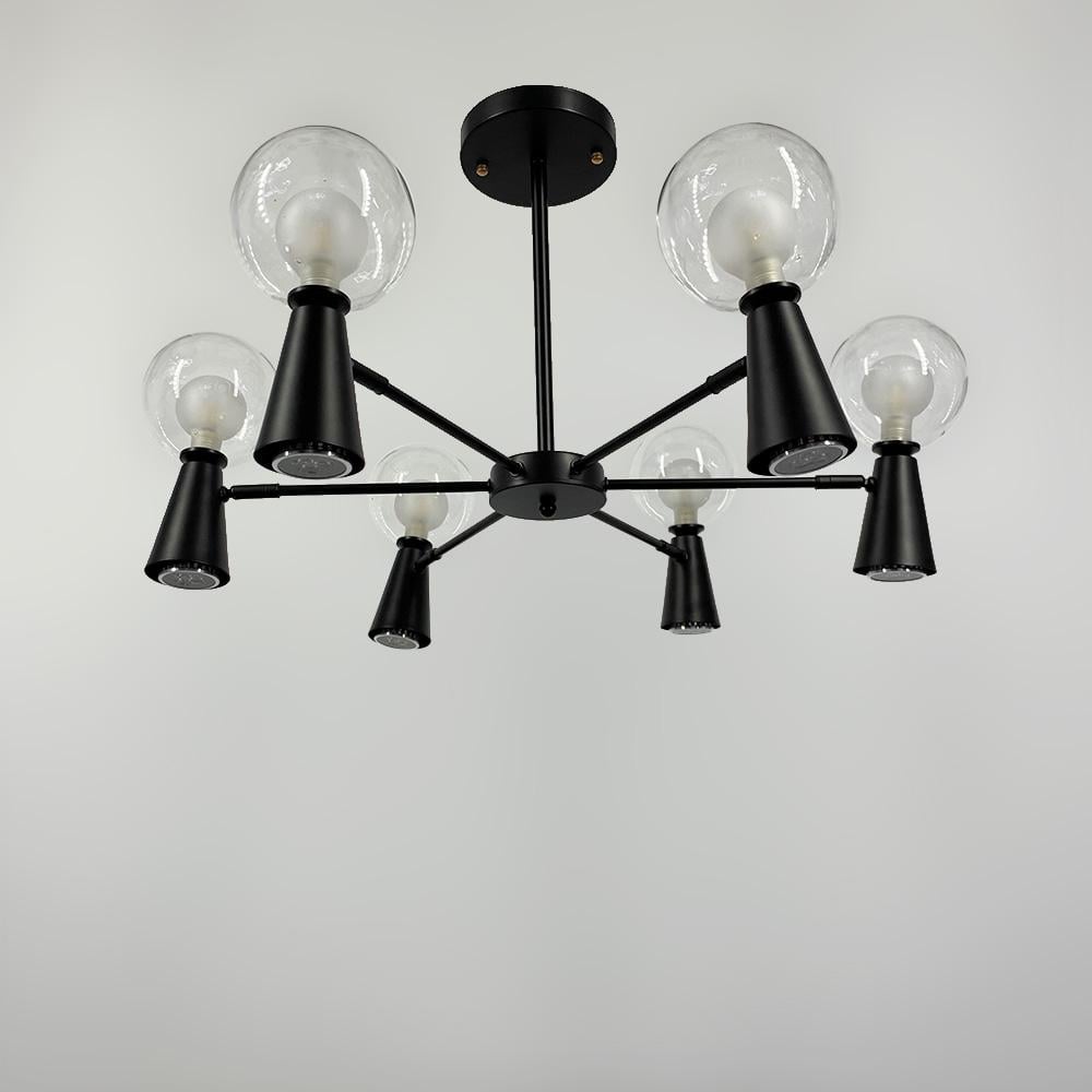 Люстра потолочная Lighthouse LNF-17456/6/6 BK 6 цоколя G9/6 цоколя GU10 с прозрачным плафоном Черный