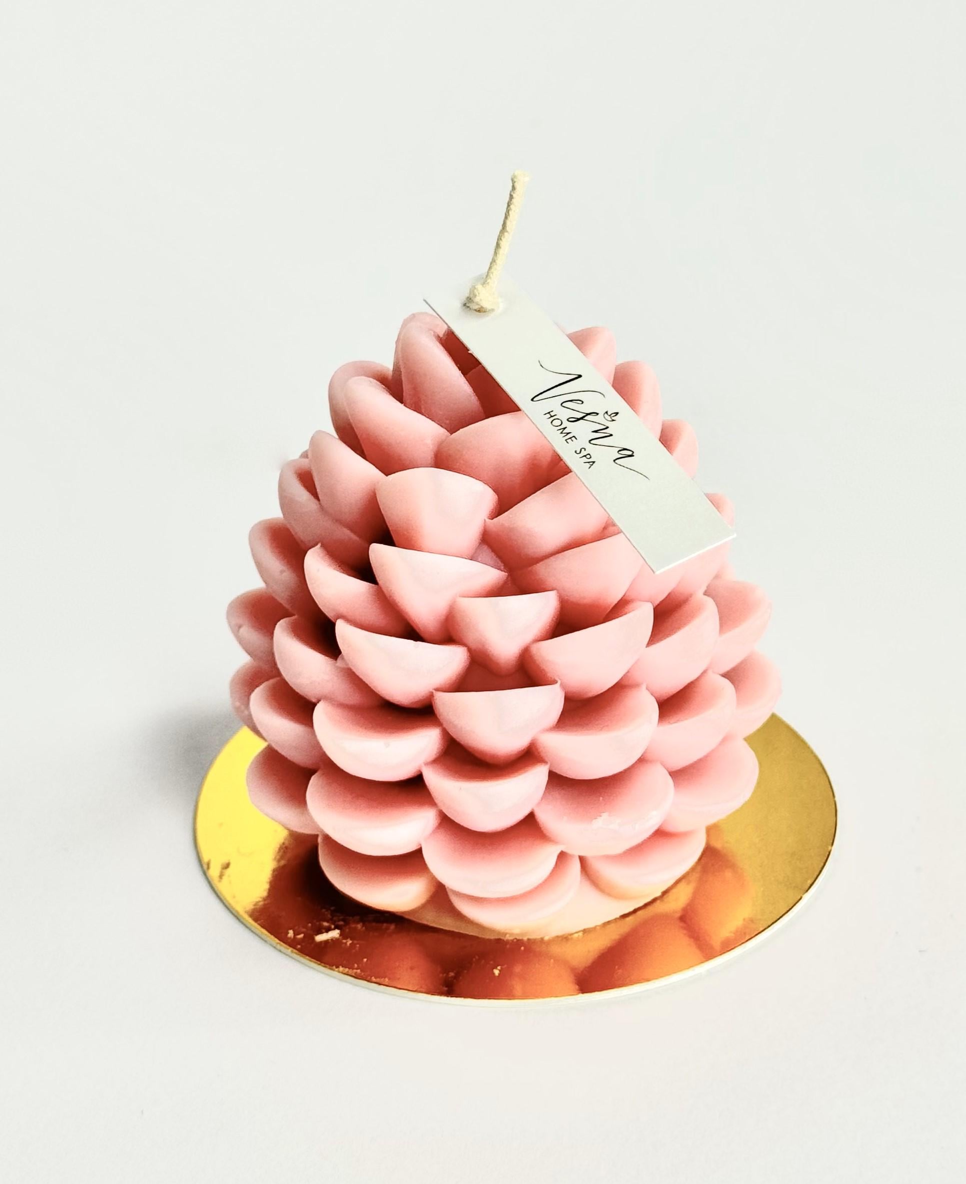 Свічка формова Vesna Home SPA Шишка зимова 100 г Рожевий (23062171)