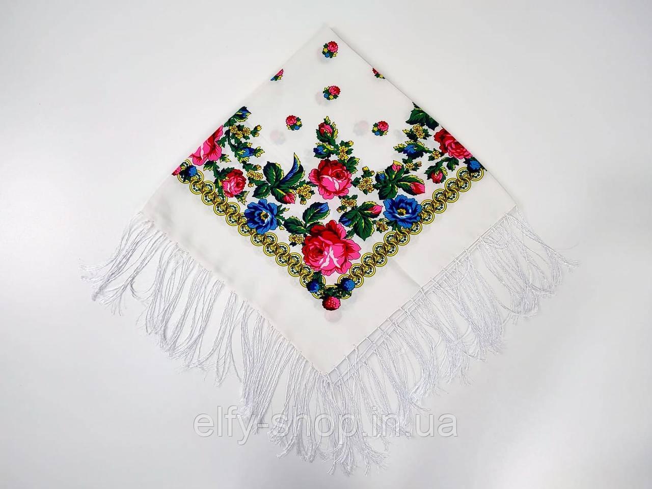 Платок украинский с кистями 80x80 см Белый (30070624)