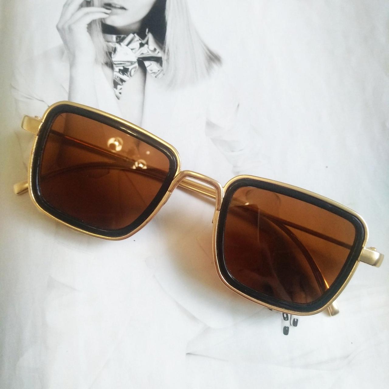 Солнцезащитные очки в металлической оправе Коричневый