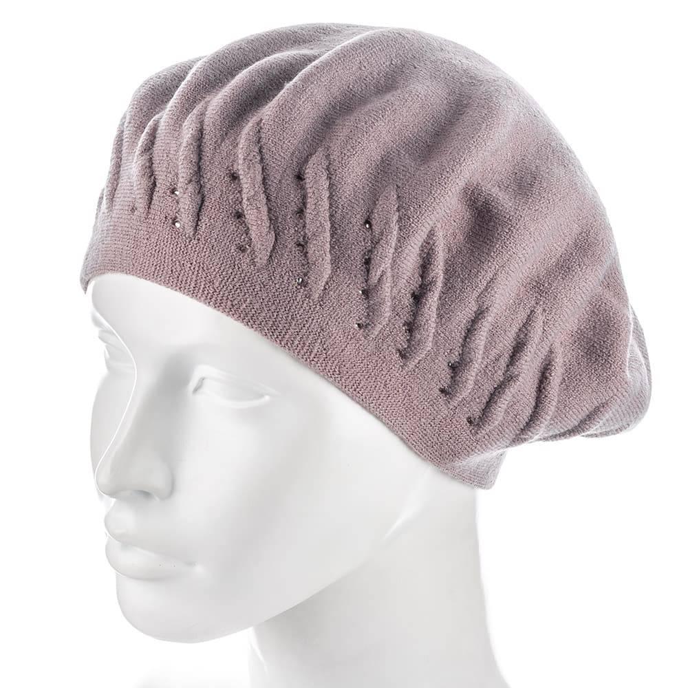 Берет женский Zolly ZH198 двойной тонкой вязки Темно-пудровый