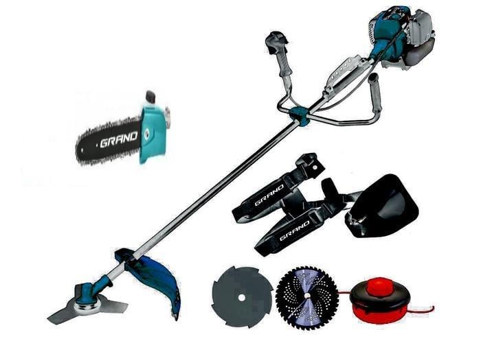 Бензокоса Grand БГ-6500 шина 300 мм с насадкой а-высоторезом (33302418)