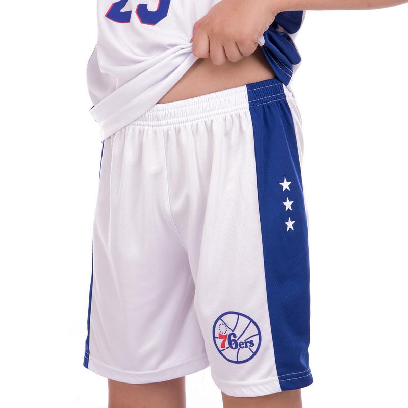 Форма баскетбольная подростковая NB-Sport NBA PHILA 25 BA-0927 L 10-13 лет Бело-синий (DR014786) - фото 5