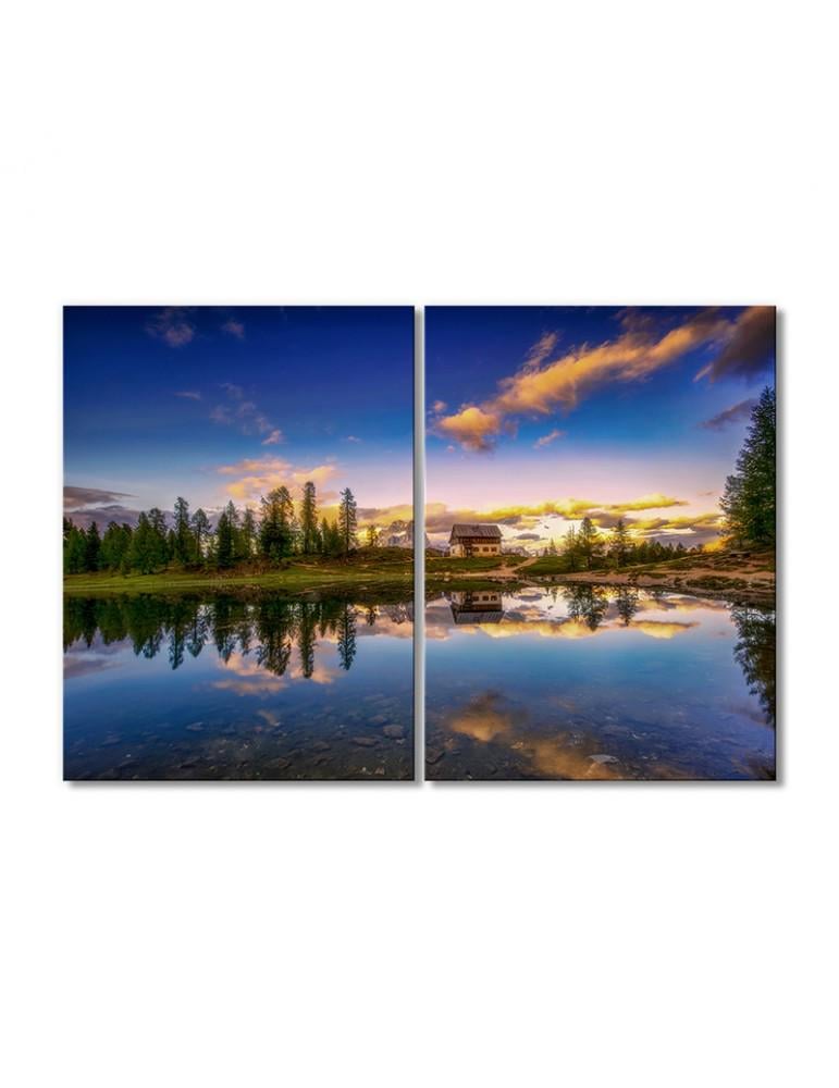 Картина модульная Тарн прогляциальное горное озеро 2 модуля 40х60 см
